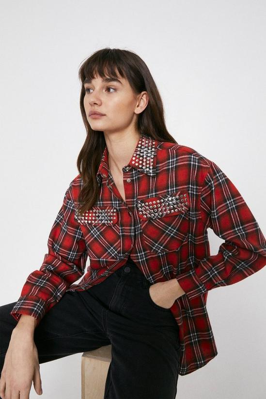 Warehouse Studded Detail Checked Shirt 2