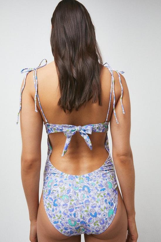 Warehouse Bandeau Open Back Ditsy Floral Swimsuit 3