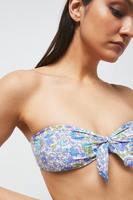 Warehouse Bandeau Tie Front Ditsy Floral Bikini Top 1