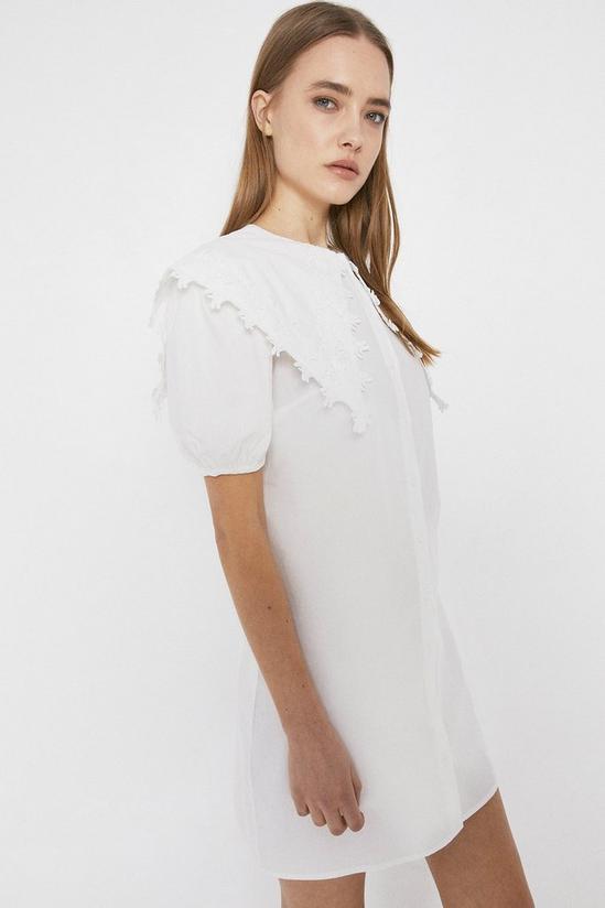 Warehouse Cotton Mini Dress With Lace Collar 1