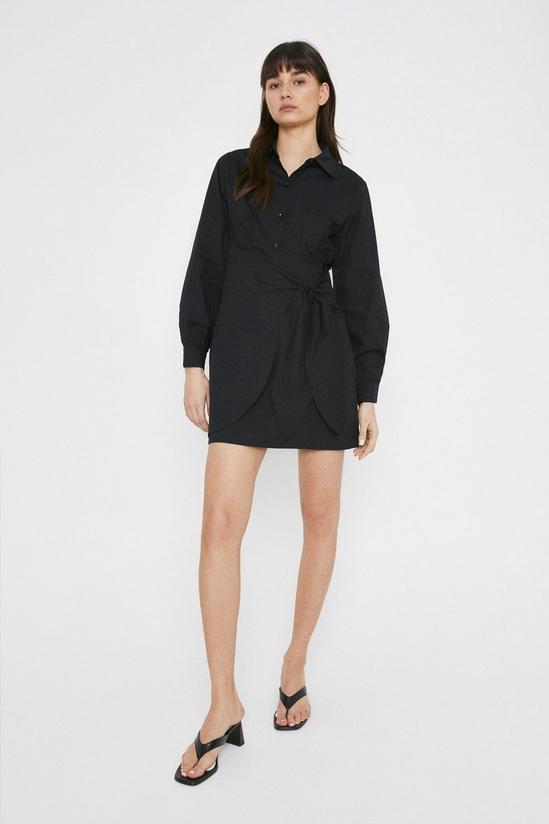 Warehouse Mini Shirt Dress With Wrap In Cotton 2