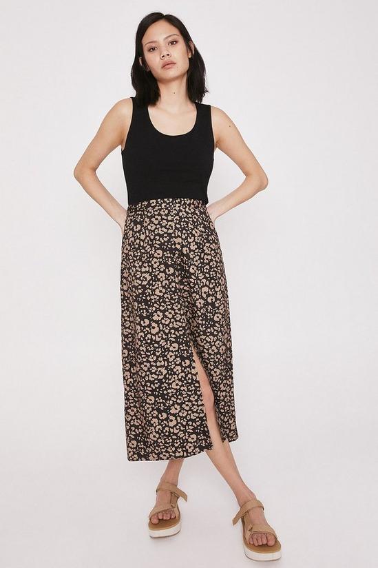Warehouse Skirt With Buttons In Animal Print 1
