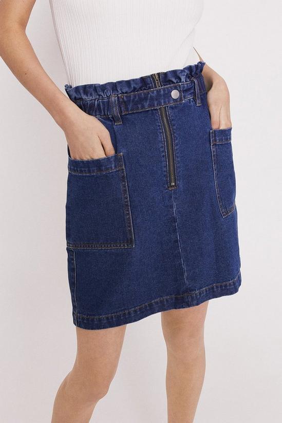 Warehouse Denim Paperbag Zip Front Skirt 2