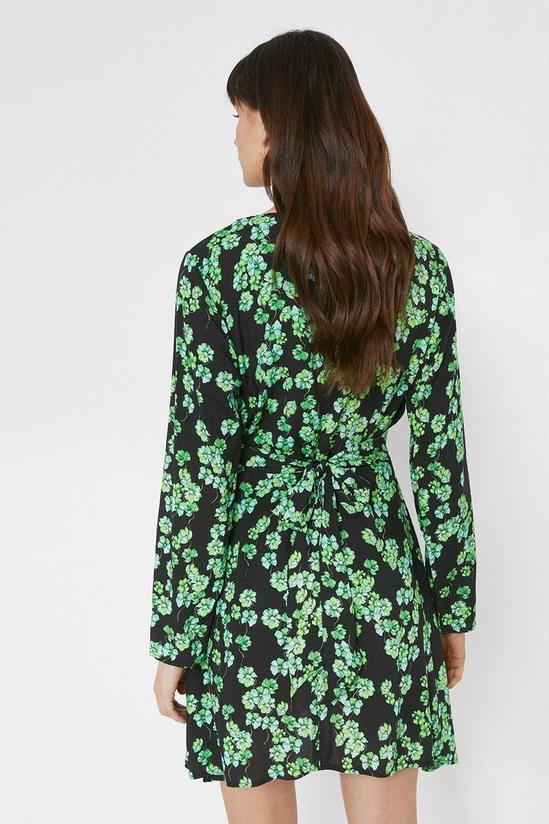 Warehouse Mini Dress With Knot Front In Floral 4
