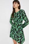 Warehouse Mini Dress With Knot Front In Floral thumbnail 5