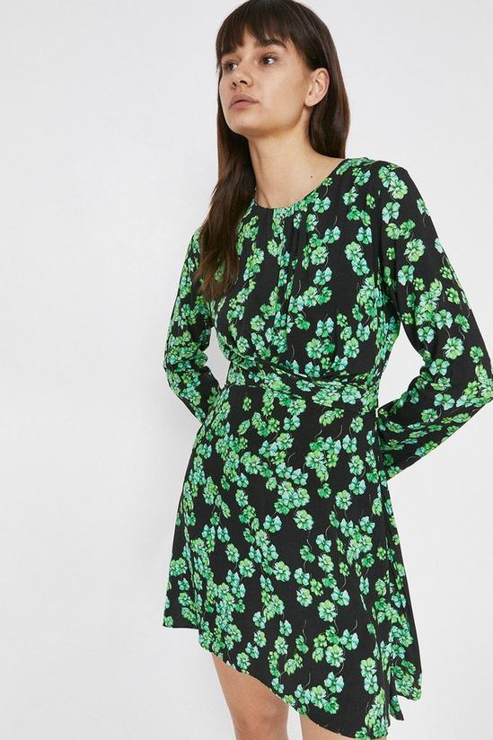 Warehouse Mini Dress With Knot Front In Floral 5