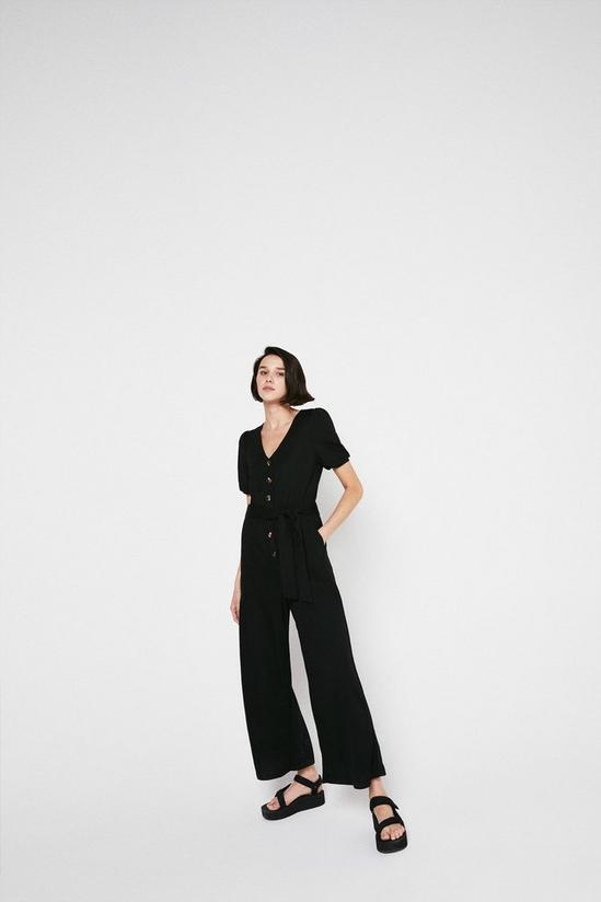 Warehouse Pique Puff Sleeve Belted Jumpsuit 2