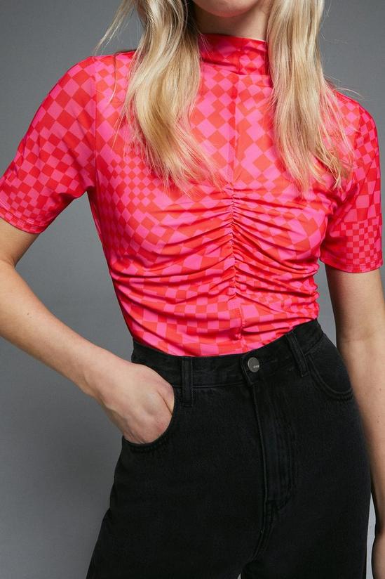 Warehouse Printed Ruched Front Top 1