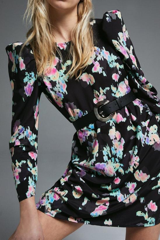 Warehouse Puff Sleeve Dress In Printed Floral 1