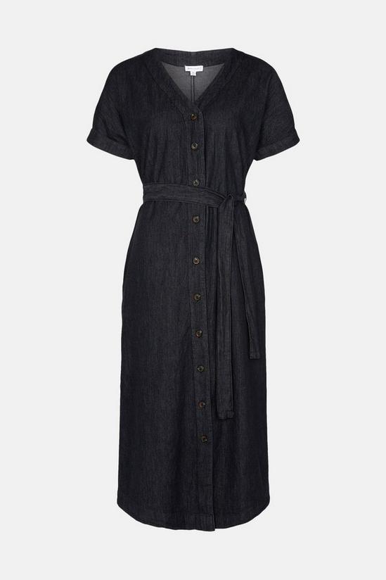 Warehouse Chambray Button Through Belted Midi Dress 5