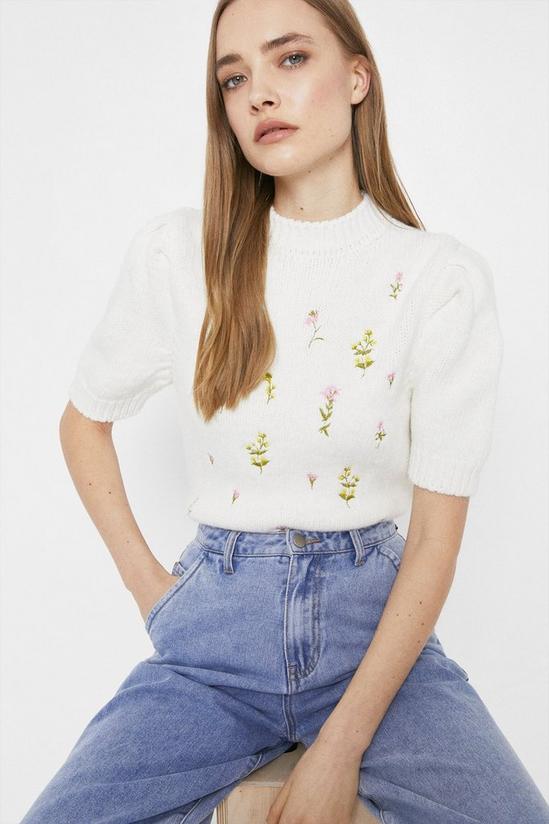 Warehouse Embroidered Cosy Knitted Tee 1