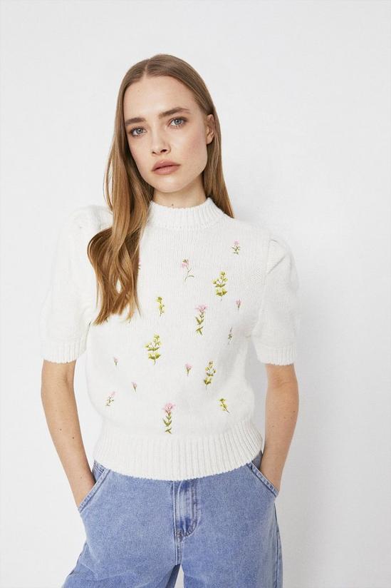 Warehouse Embroidered Cosy Knitted Tee 4