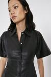 Warehouse Short Sleeve Real Leather A Line Shirt Dress thumbnail 2