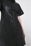 Warehouse Short Sleeve Real Leather A Line Shirt Dress thumbnail 4