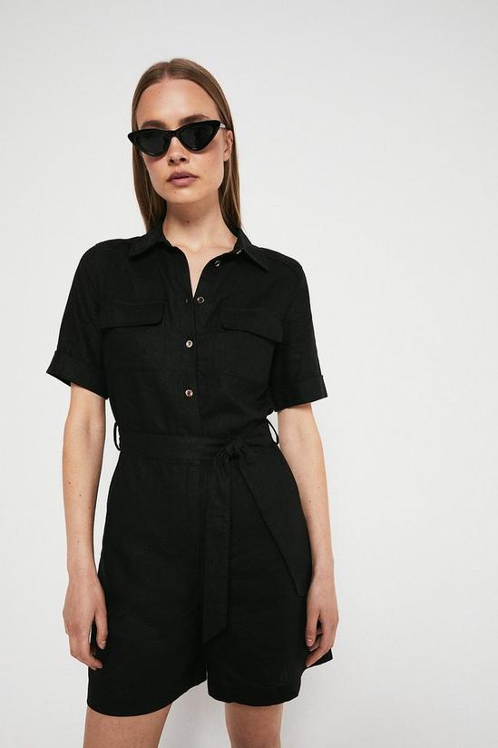 Warehouse Linen Mix Belted Playsuit 1
