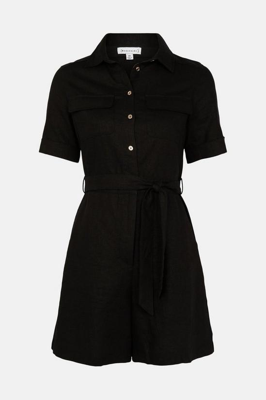 Warehouse Linen Mix Belted Playsuit 5