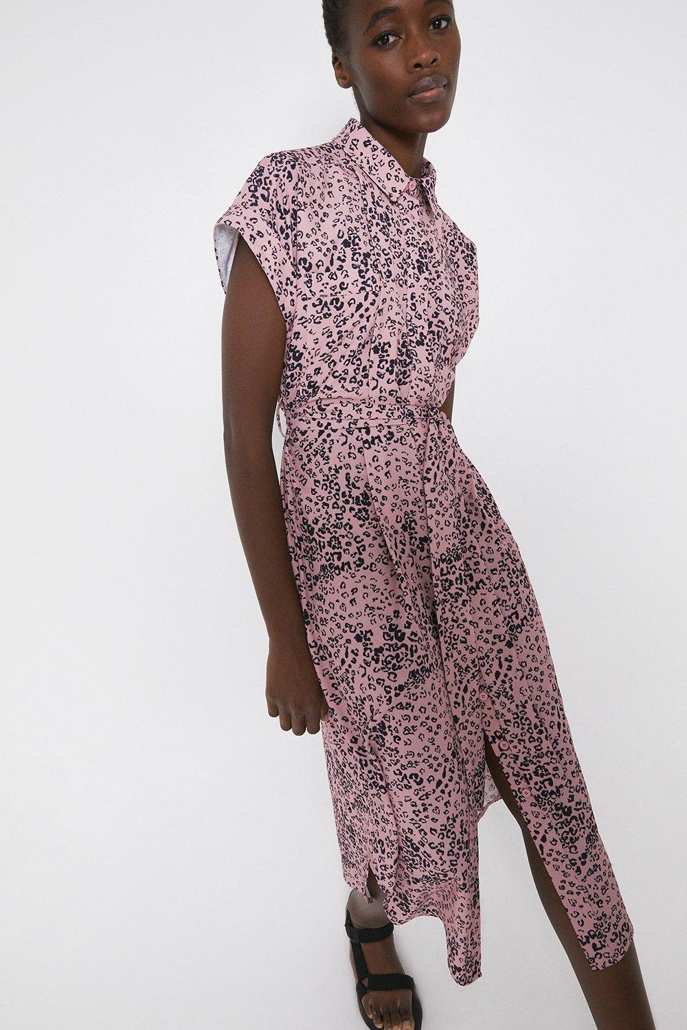 Warehouse pink leopard cheap print dress