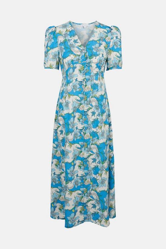 Warehouse Midi Dress With Buttons In Swirl Floral 5