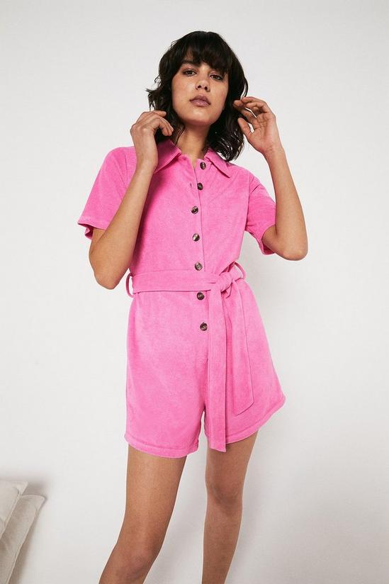 Warehouse Towelling Button Up Playsuit 1