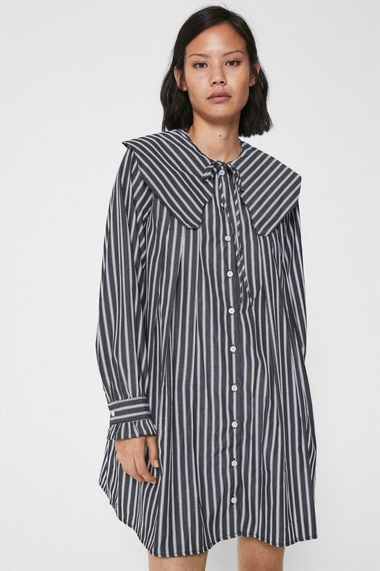 Warehouse Swing Dress In Stripe With Collar 1