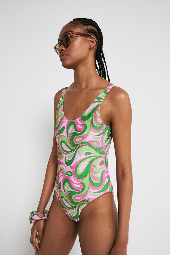 Warehouse Psychedelic Swirl Low Back Swimsuit 1