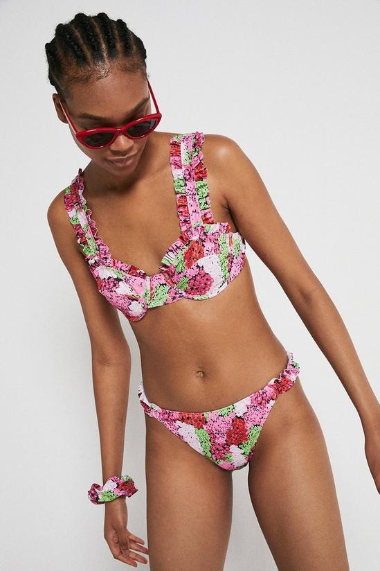 Warehouse Patched Blossom Underwire Ruffle Bikini Top 2