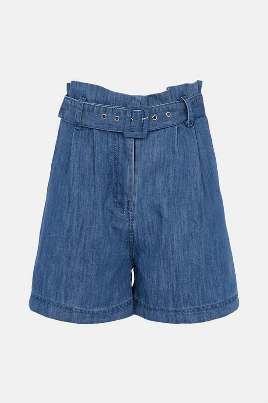 Warehouse Paperbag Waist Belted Denim Shorts 5