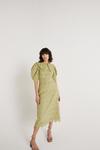 Warehouse Midi Dress In Broderie With Collar thumbnail 2