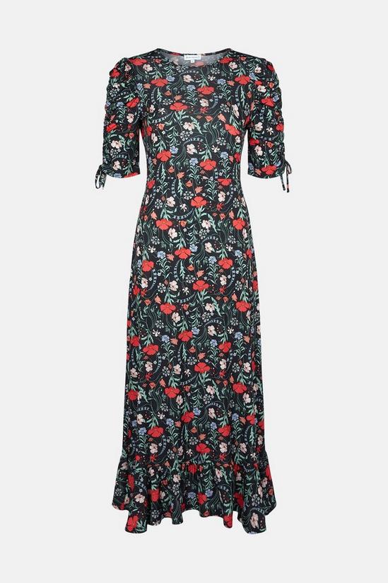 Warehouse Printed Ruched Sleeve Midi Dress 5