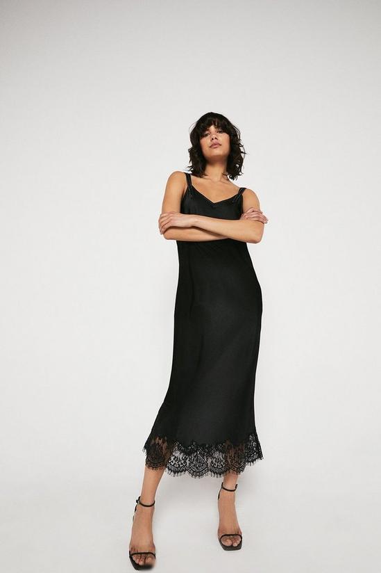Warehouse Cami Dress With Contrast Stitch & Lace 1