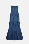 Warehouse Chambray Tiered Button Front Midaxi Dress thumbnail 5