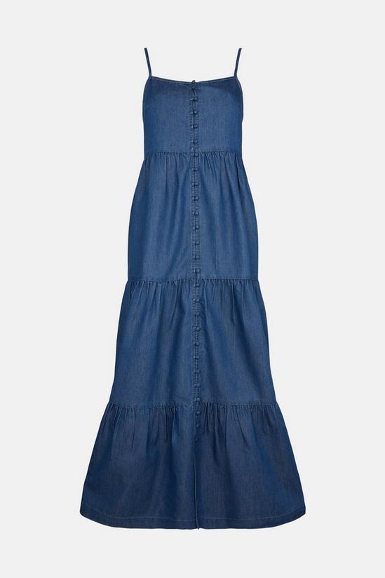 Warehouse Chambray Tiered Button Front Midaxi Dress 5
