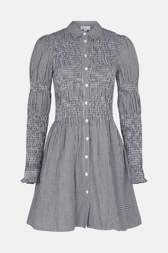 Warehouse Gingham Smocked Mini Shirt Dress 5