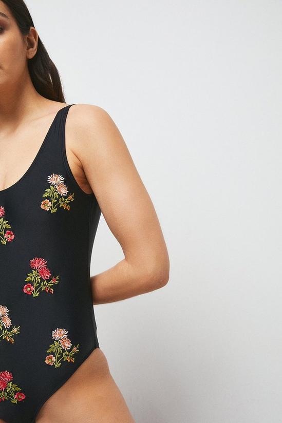 Warehouse Embroidered Floral Scoop Back Swimsuit 4