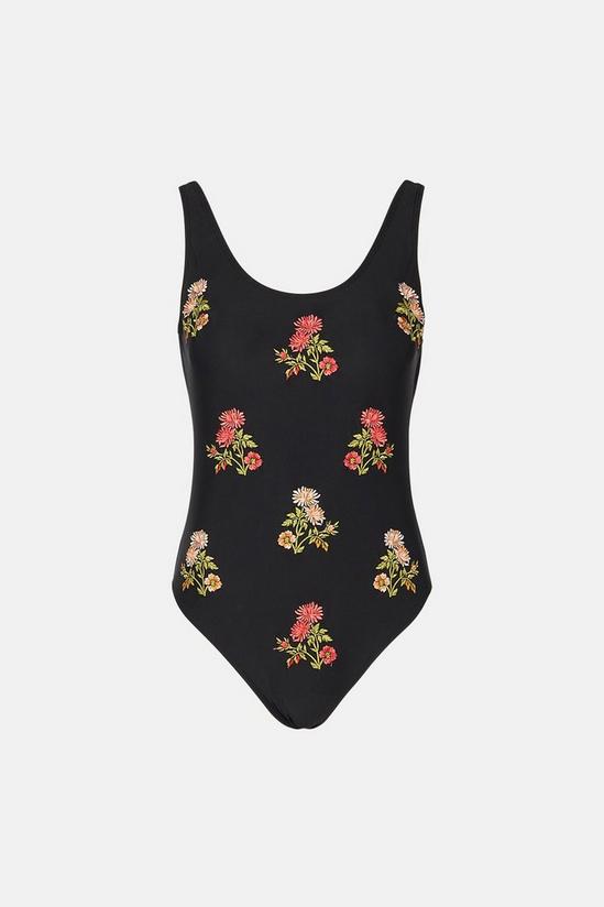 Warehouse Embroidered Floral Scoop Back Swimsuit 5