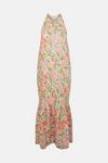 Warehouse Linen Mix Floral Print Halter Midi Dress thumbnail 6