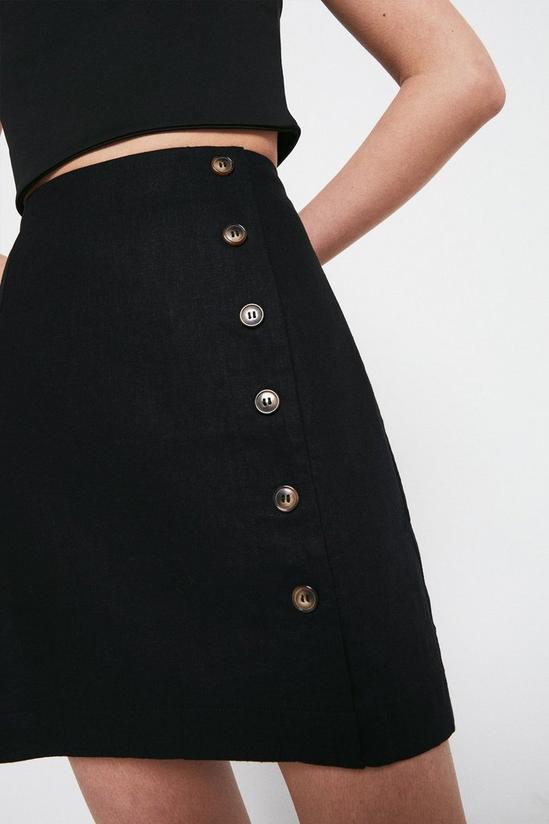 Warehouse Linen Mix Button Side Mini Skirt 4