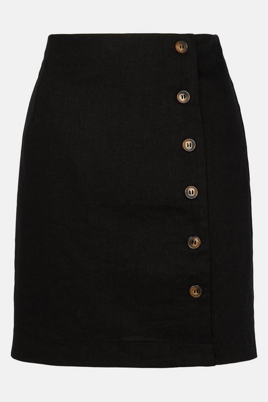 Warehouse Linen Mix Button Side Mini Skirt 5