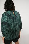 Warehouse Top With Puff Sleeve In Green Animal thumbnail 3