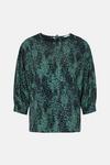 Warehouse Top With Puff Sleeve In Green Animal thumbnail 5