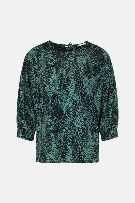 Warehouse Top With Puff Sleeve In Green Animal 5