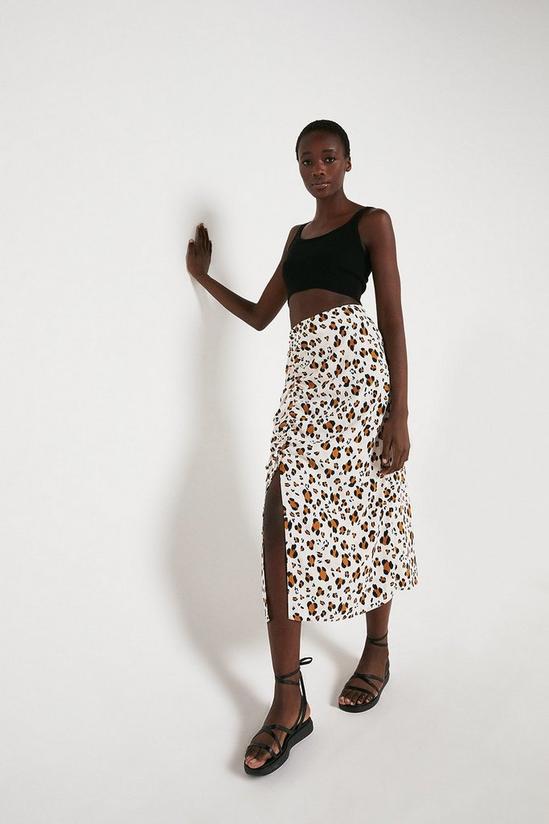 Warehouse Skirt With Ruched Side In Animal 1