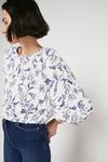 Warehouse Top With Puff Sleeve In Blue Floral thumbnail 1