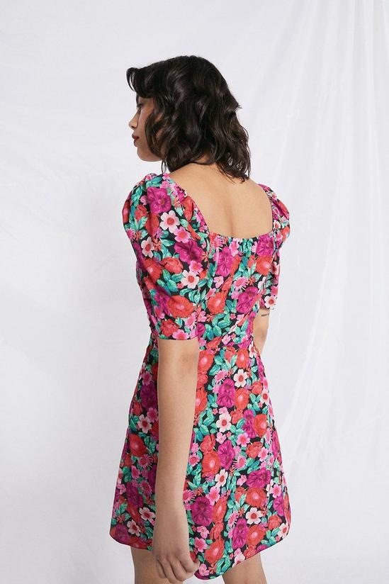 Warehouse Sweetheart Neck Mini Dress Red And Pink Floral 3