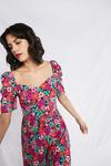Warehouse Sweetheart Neck Mini Dress Red And Pink Floral thumbnail 4