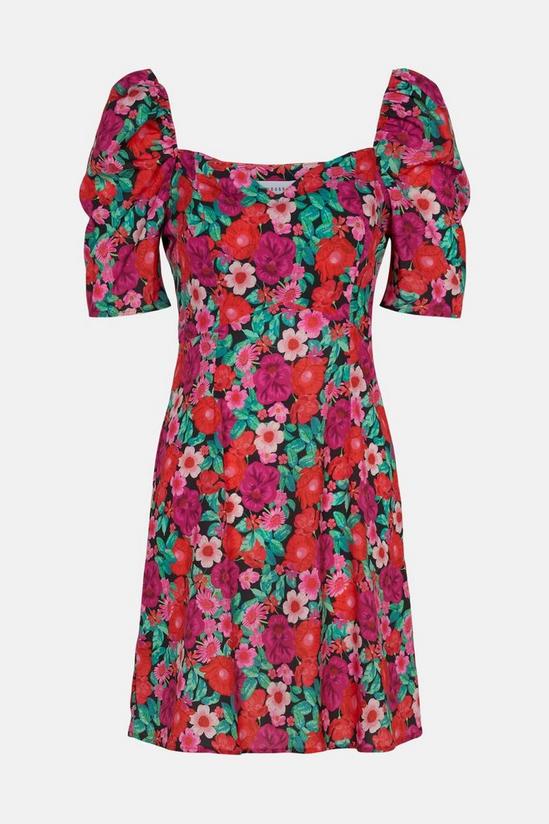 Warehouse Sweetheart Neck Mini Dress Red And Pink Floral 5