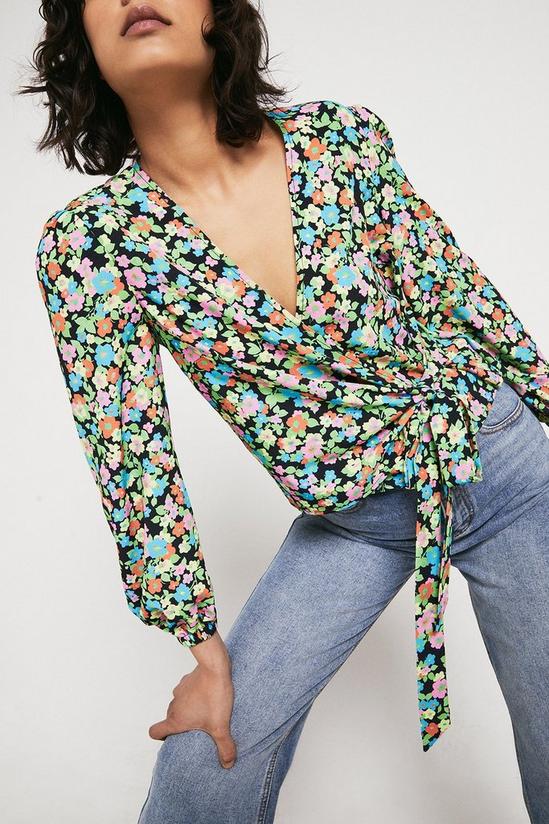 Warehouse Wrap Top In Floral Print 2