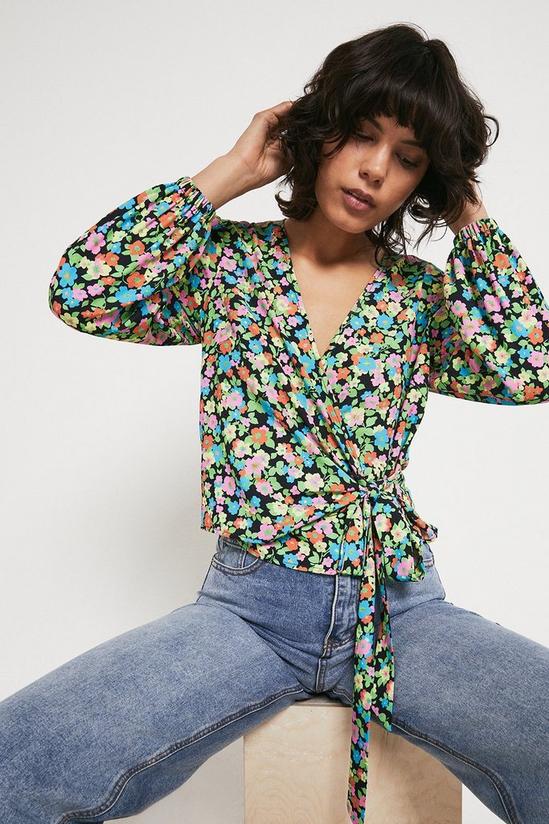 Warehouse Wrap Top In Floral Print 4
