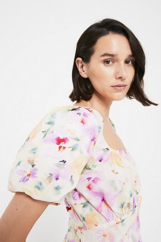 Warehouse Top With Gathered Sleeve In Bright Floral 1