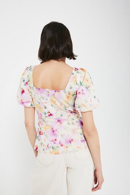 Warehouse Top With Gathered Sleeve In Bright Floral 3